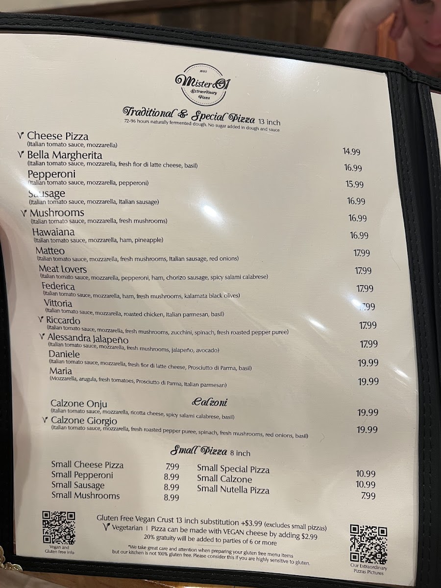 Menu Mister O1 Extraordinary Pizza - South Beach-7