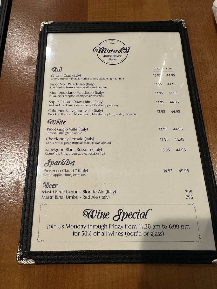 Menu Mister O1 Extraordinary Pizza - South Beach-9