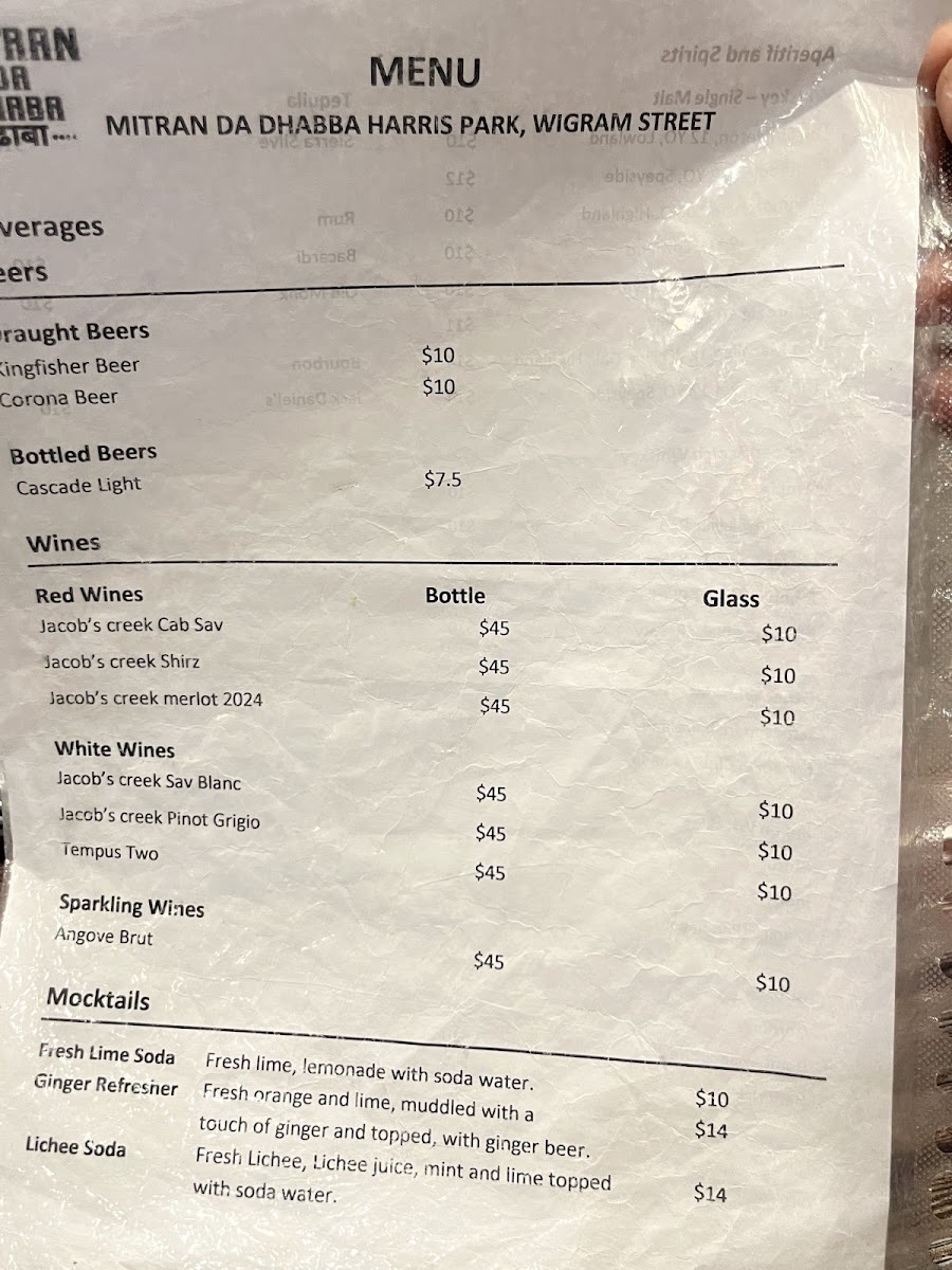 Menu Mitran Da Dhaba Harris Park Wigram Street-5