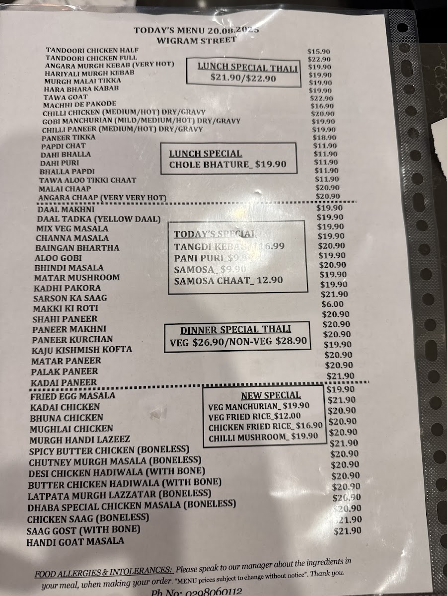 Menu Mitran Da Dhaba Harris Park Wigram Street-6