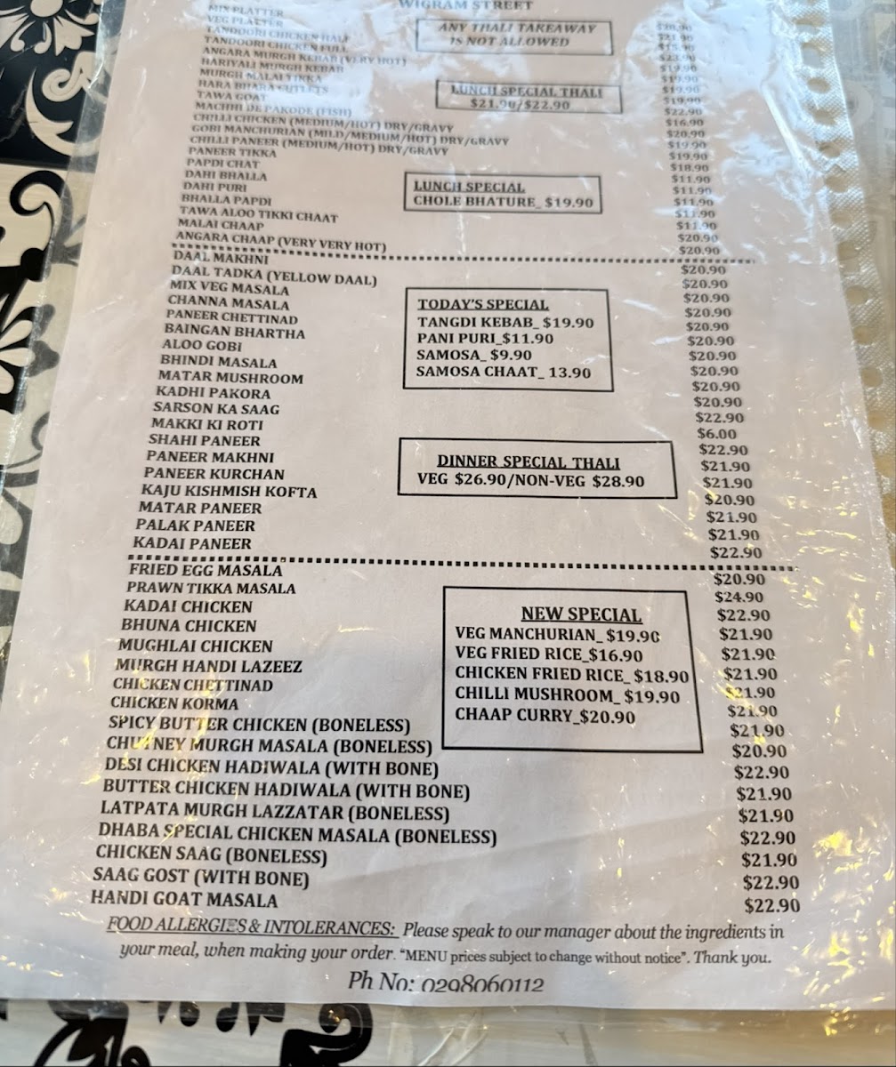 Menu Mitran Da Dhaba Harris Park Wigram Street-7