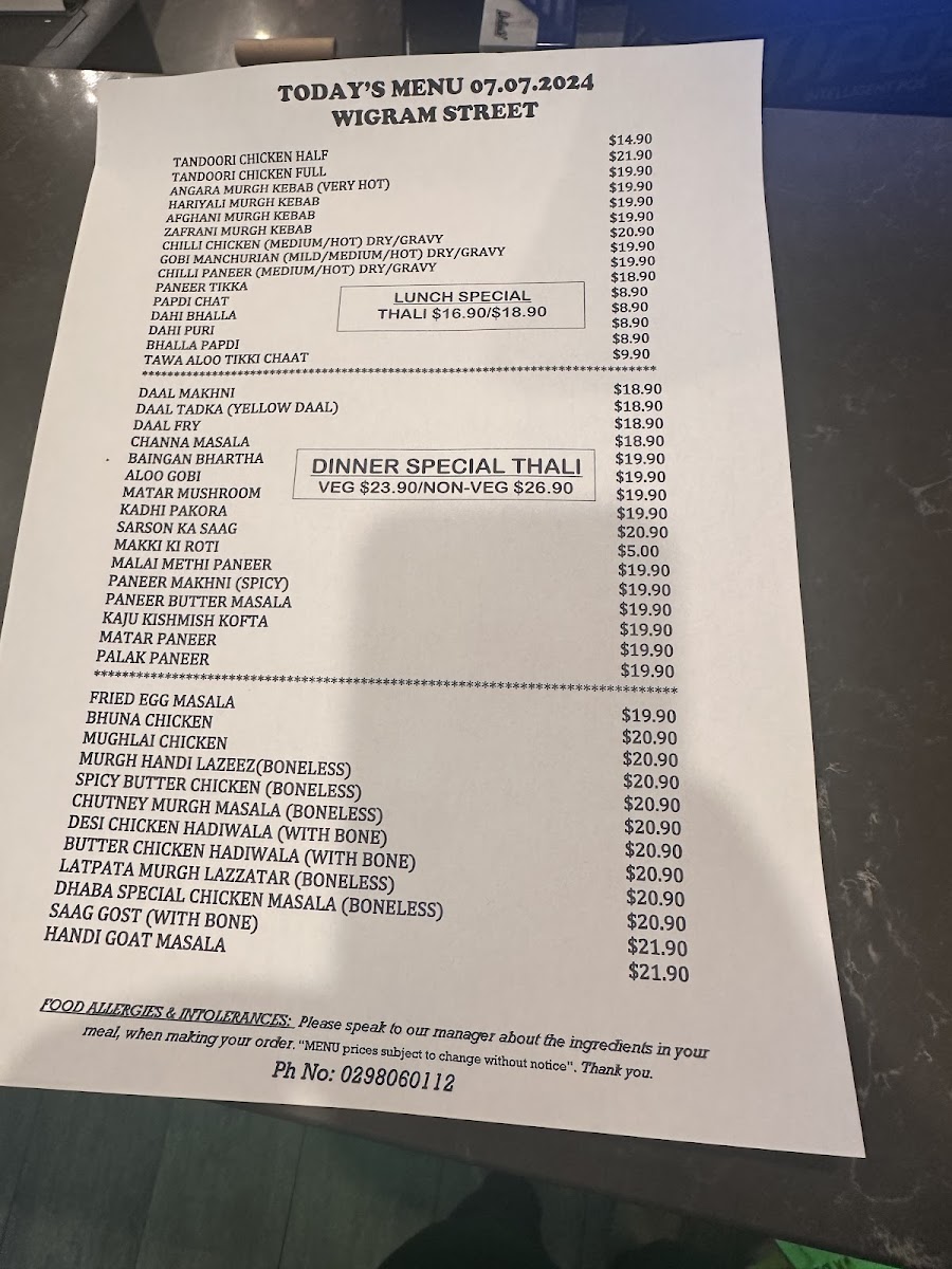 Menu Mitran Da Dhaba Harris Park Wigram Street-8