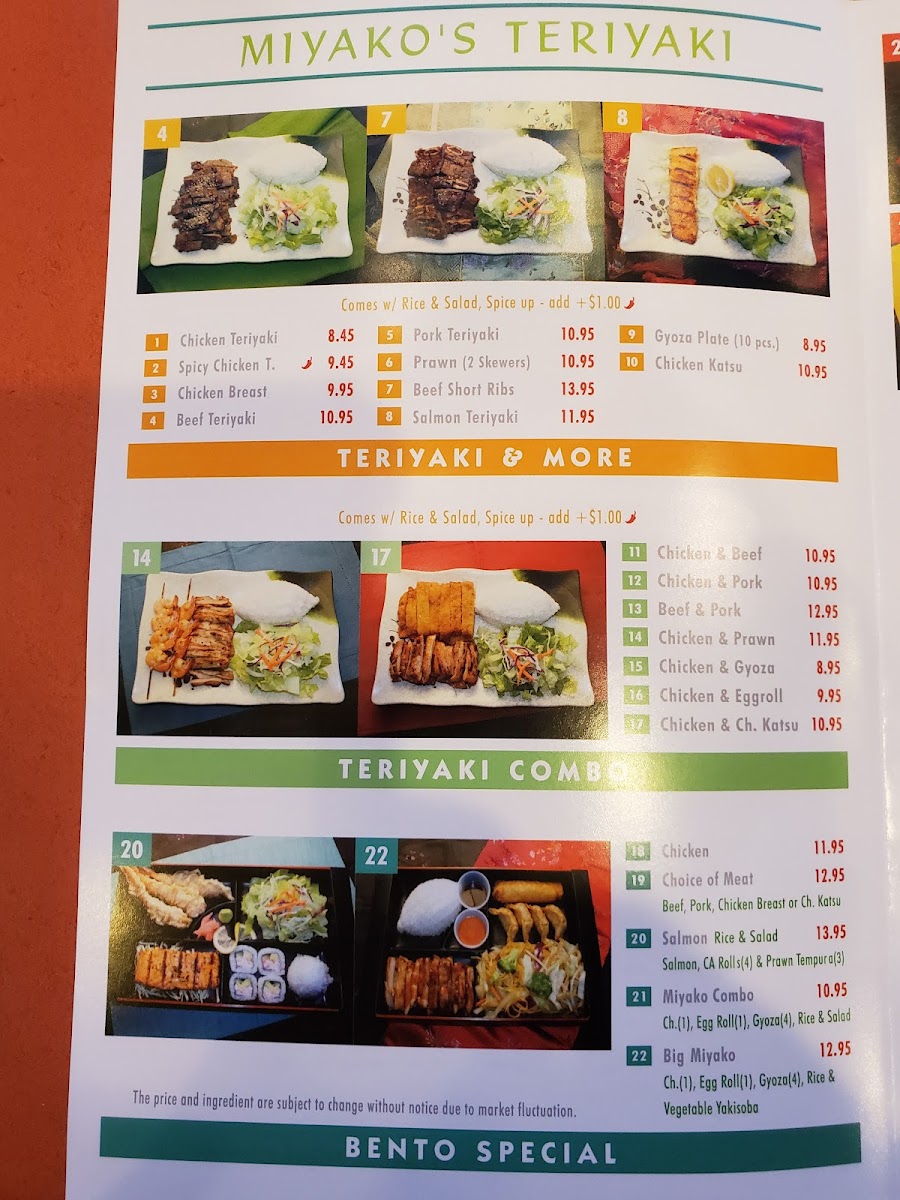 Menu Miyako's Teriyaki & Wok-10