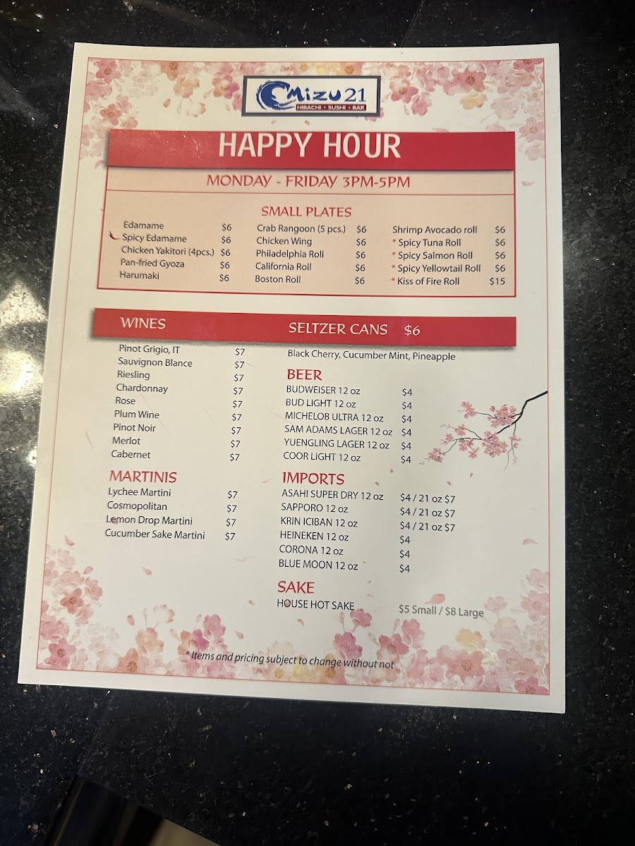 Menu Mizu 21 Restaurant-4