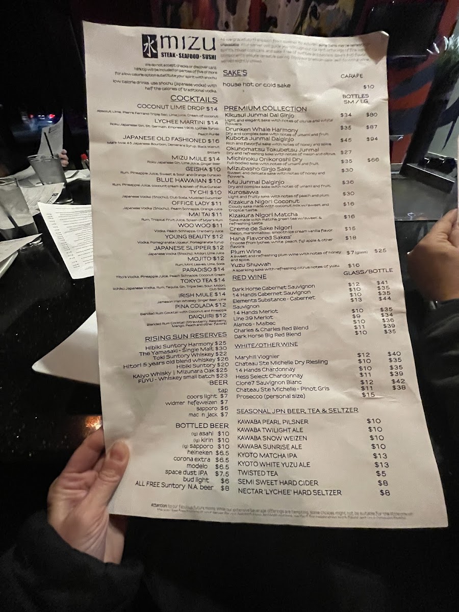 Menu Mizu Japanese Steakhouse-1
