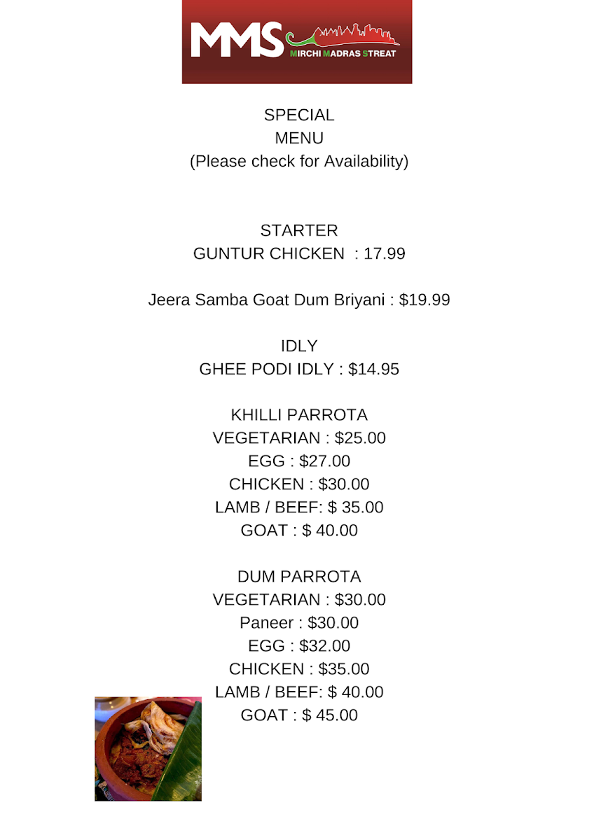 Menu Mms Mirchi Madras Streat-7
