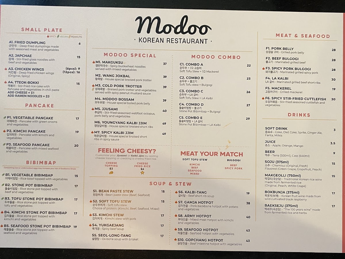 Menu Modoo Korean Restaurant 모두 식당-3