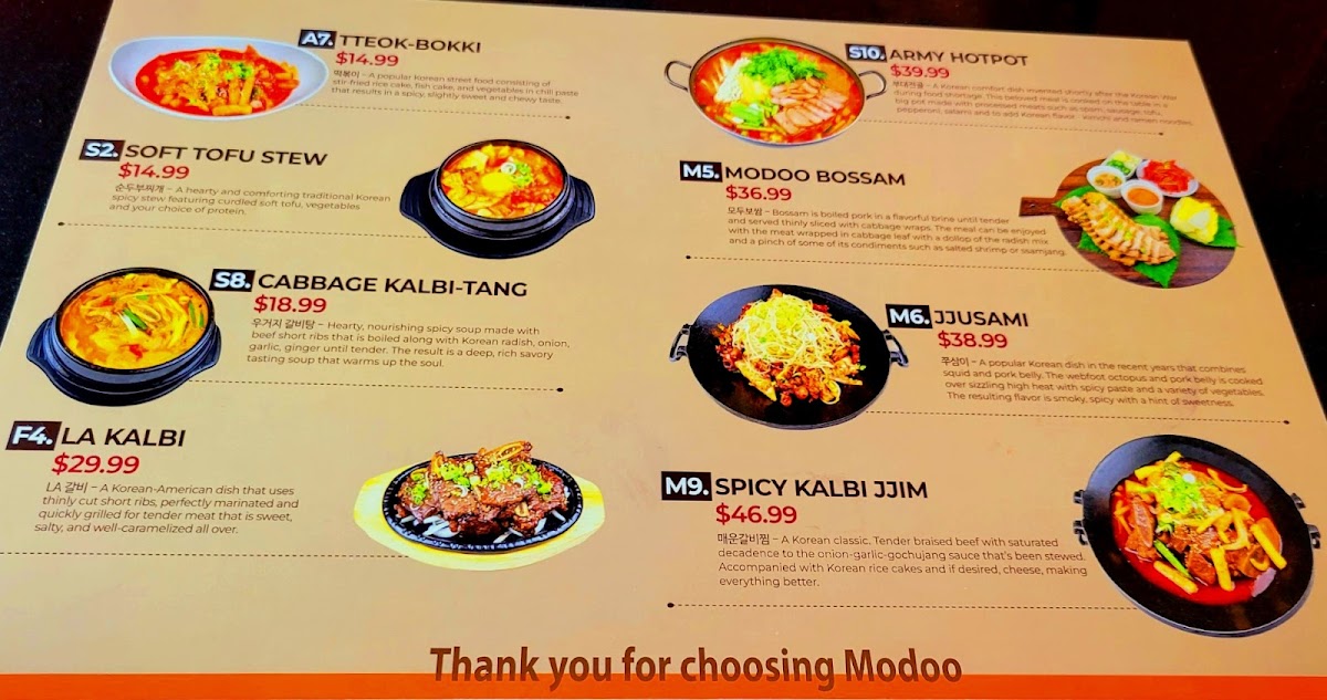 Menu Modoo Korean Restaurant 모두 식당-9