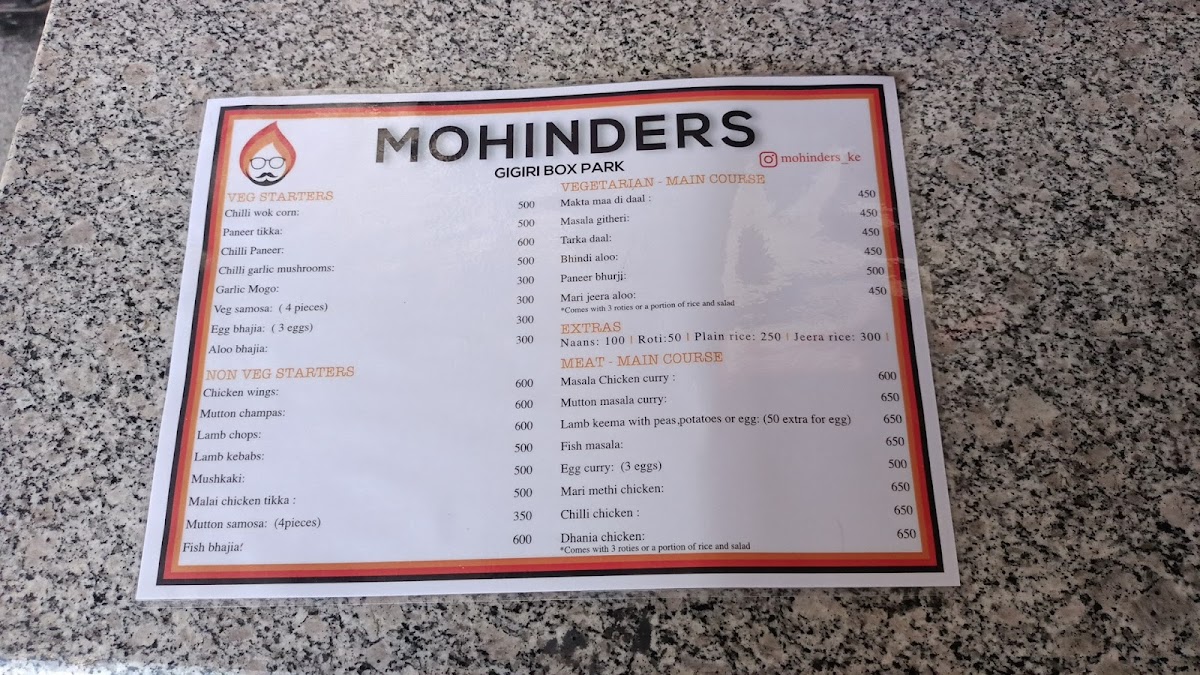 Menu Mohinders Corner Bar & Restraunt-1
