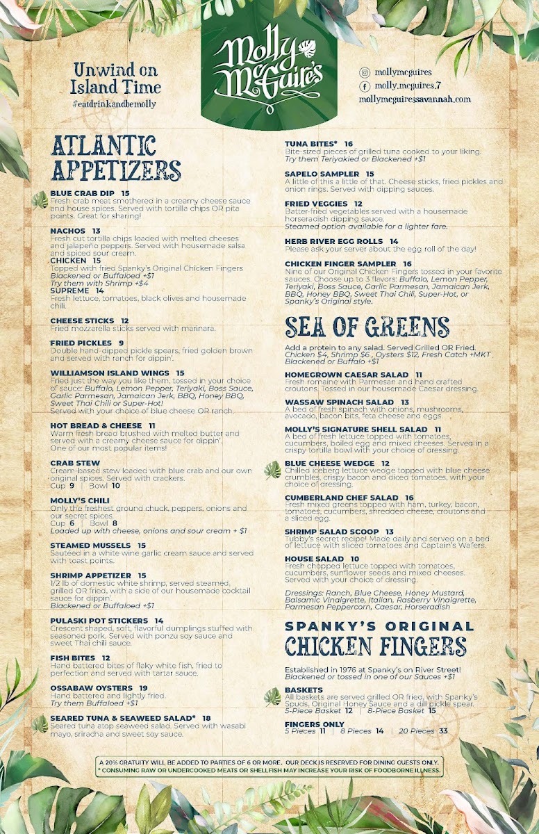 Menu Molly Mcguire's-1