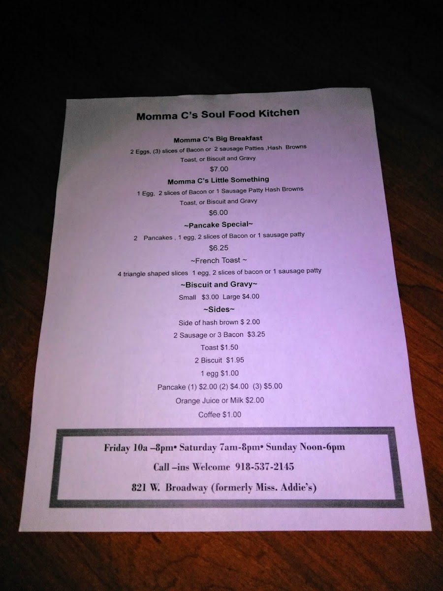 Menu Momma C's Soul Food Kitchen-5