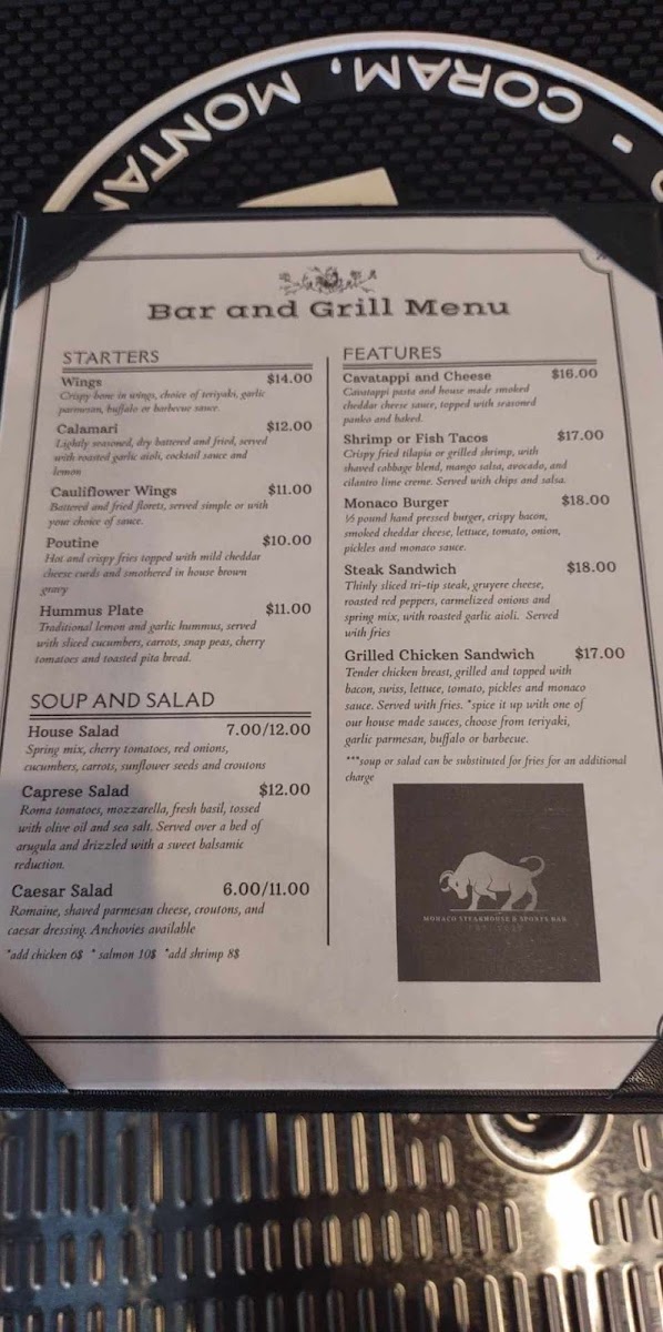 Menu Monaco Steakhouse & Sports Bar-8