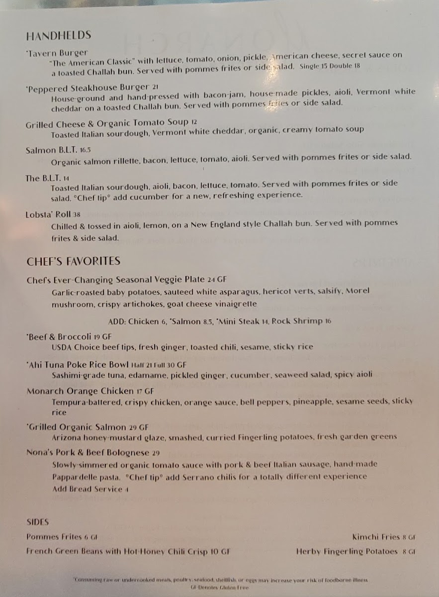 Menu Monarch -Kitchen & Bar-1