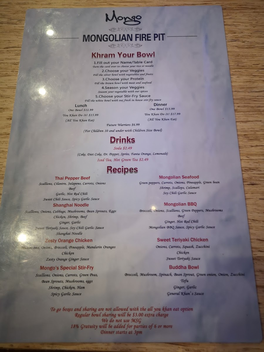 Menu Mongo-1
