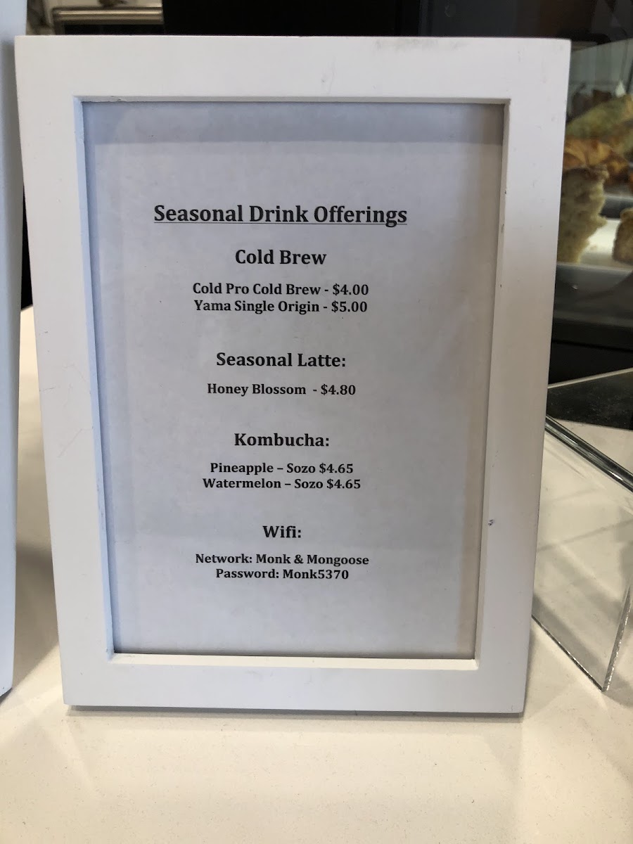 Menu Monk & Mongoose Coffee Co-8