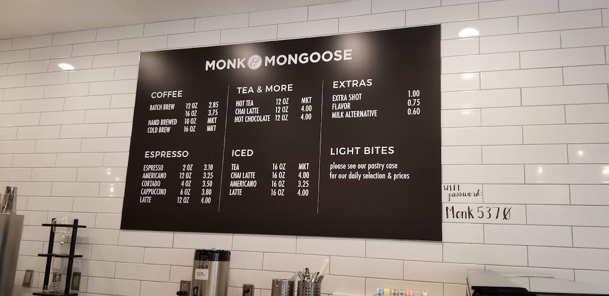 Menu Monk & Mongoose Coffee Co-9