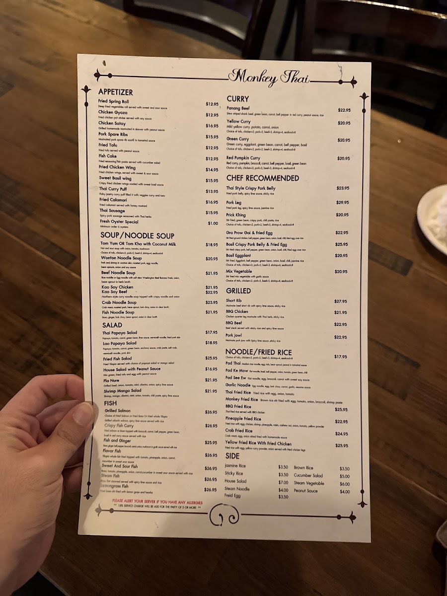 Menu Monkey Thai Restaurant & Bar-1