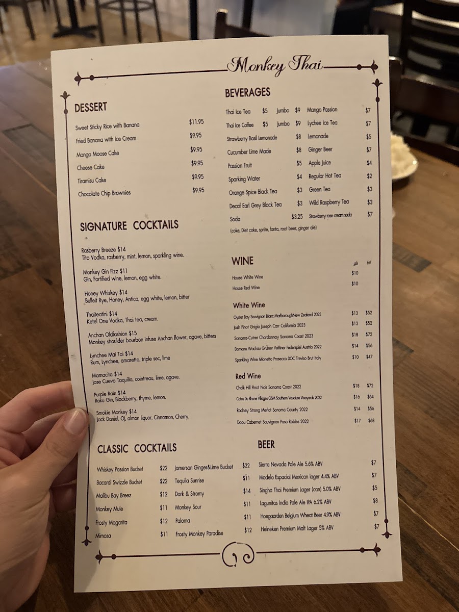 Menu Monkey Thai Restaurant & Bar-2