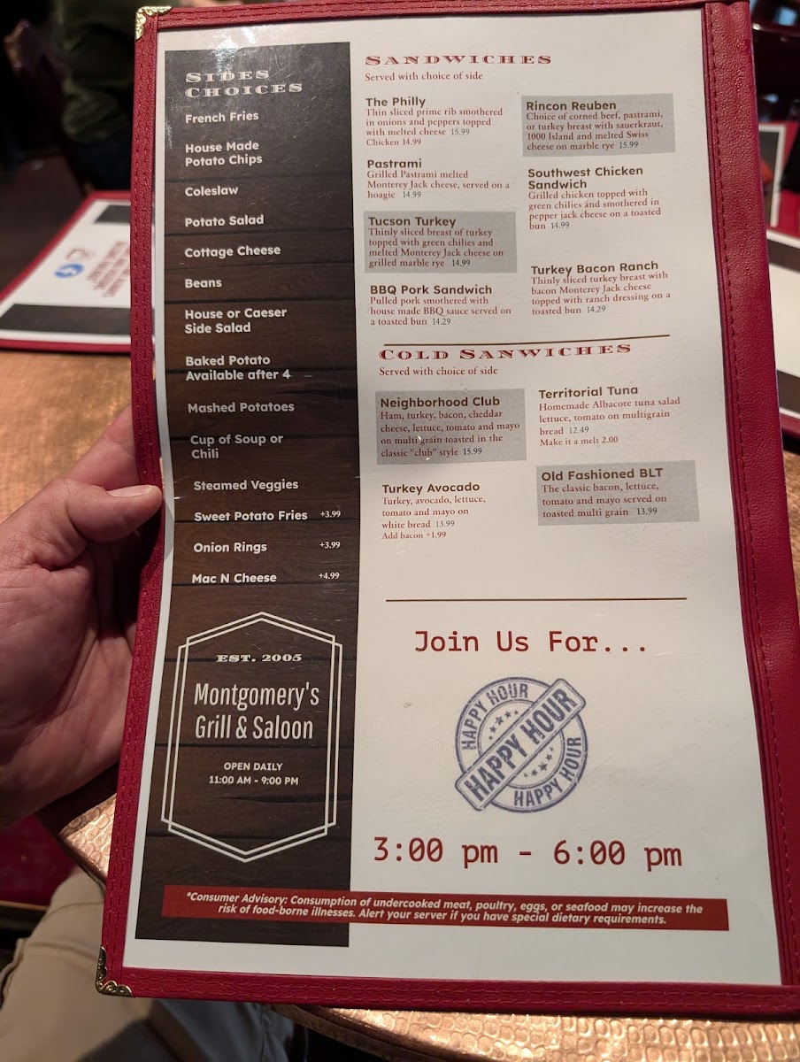 Menu Montgomery's Grill & Saloon-10