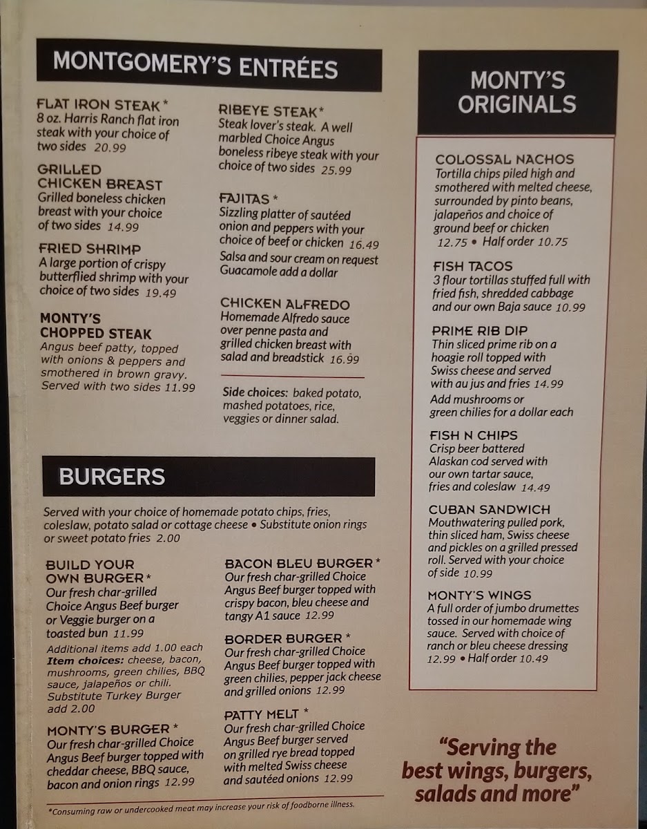 Menu Montgomery's Grill & Saloon-5