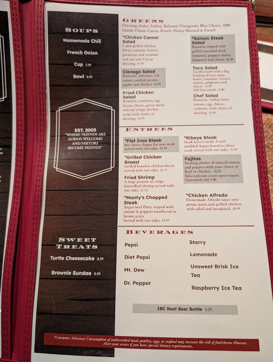 Menu Montgomery's Grill & Saloon-8