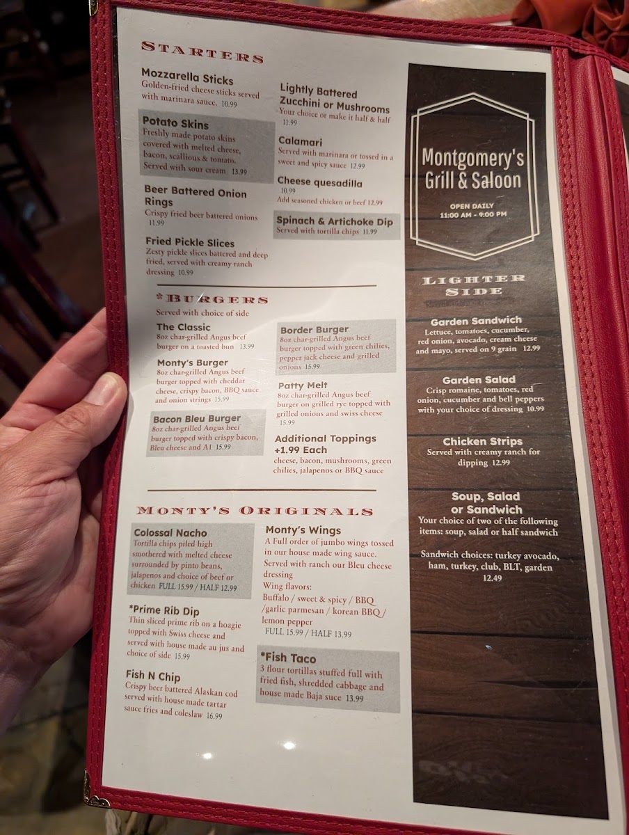 Menu Montgomery's Grill & Saloon-9