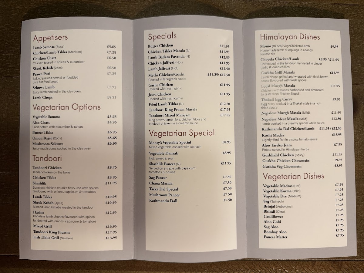 Menu Montys Nepalese Cuisine-8