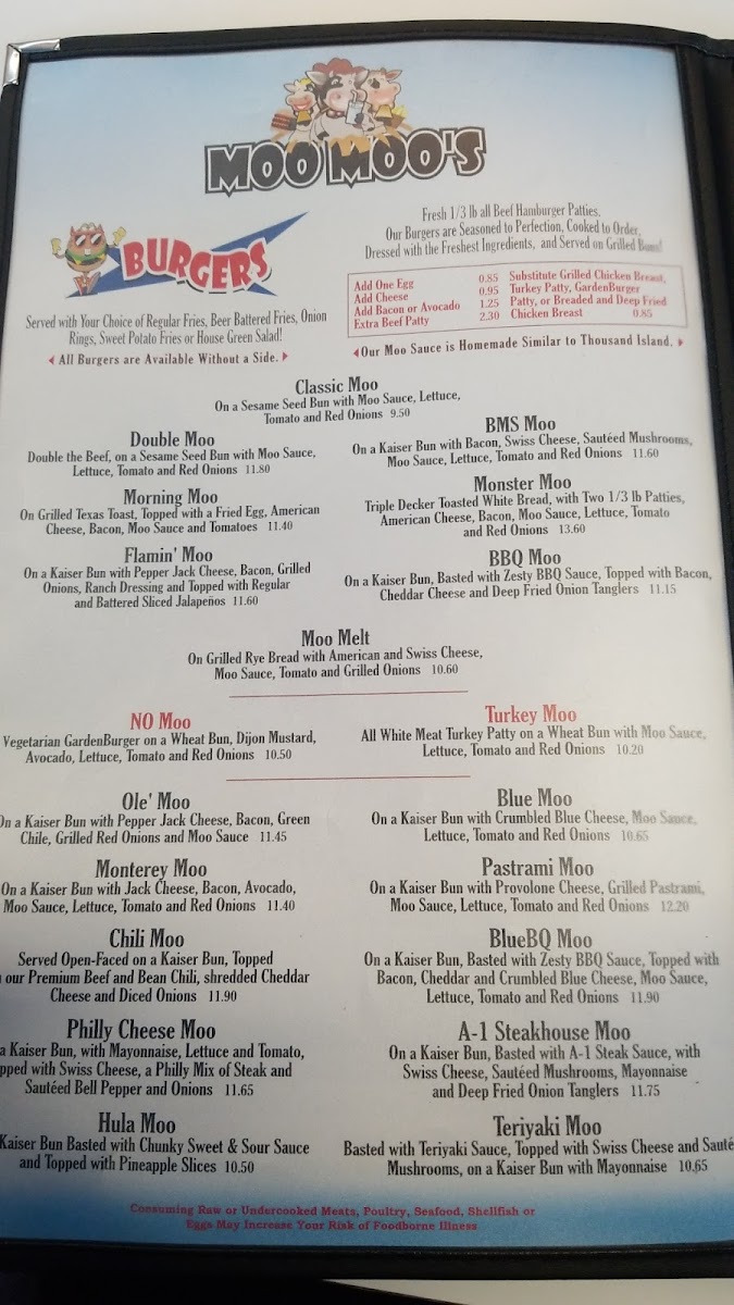 Menu Moo Moo's Burger Barn-1