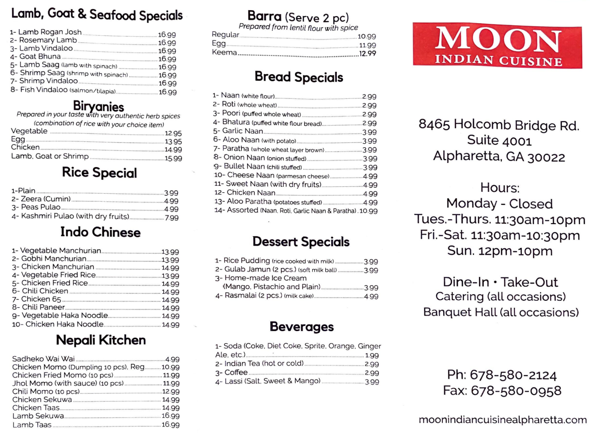 Menu Moon Indian Cuisine | Alpharetta-3