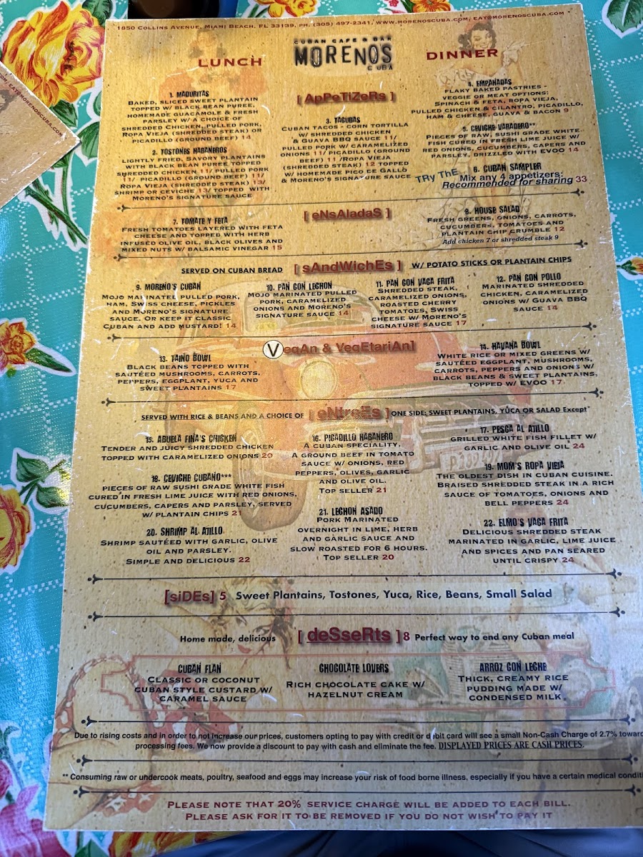 Menu Moreno's Cuba-2
