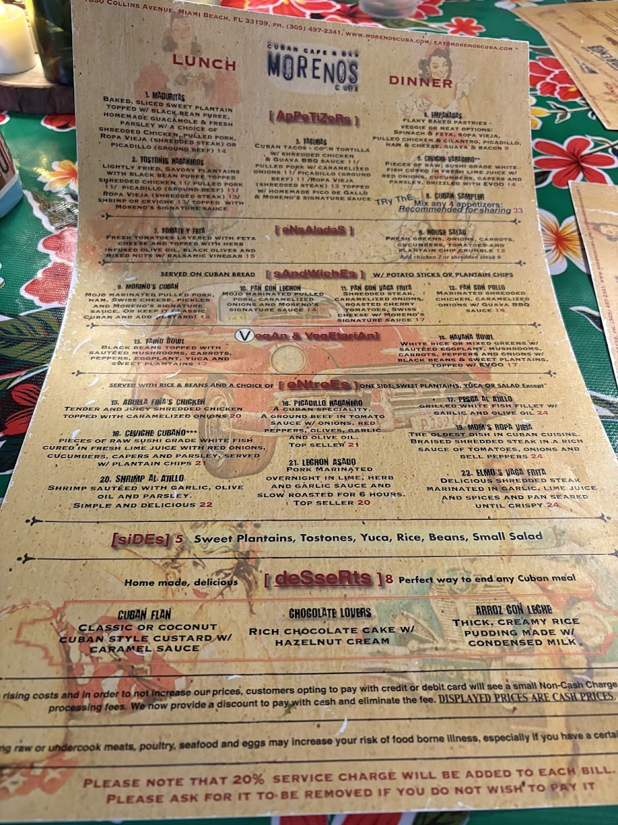 Menu Moreno's Cuba-9