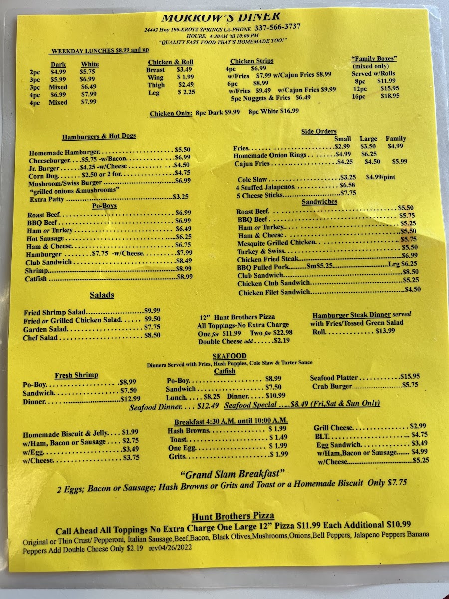 Menu Morrow's Diner-1