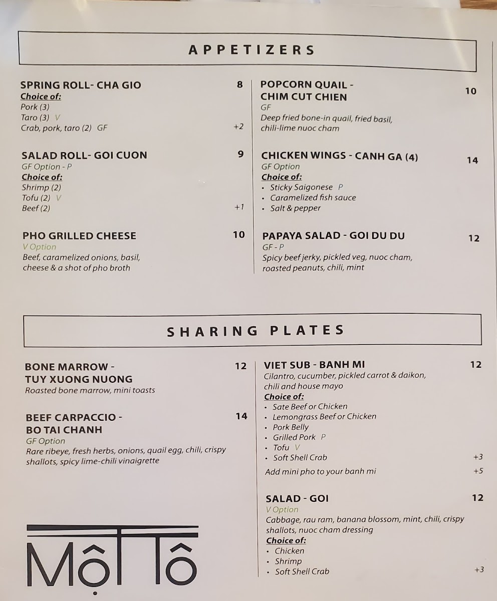 Menu Mot To Vietnamese Restaurant-1