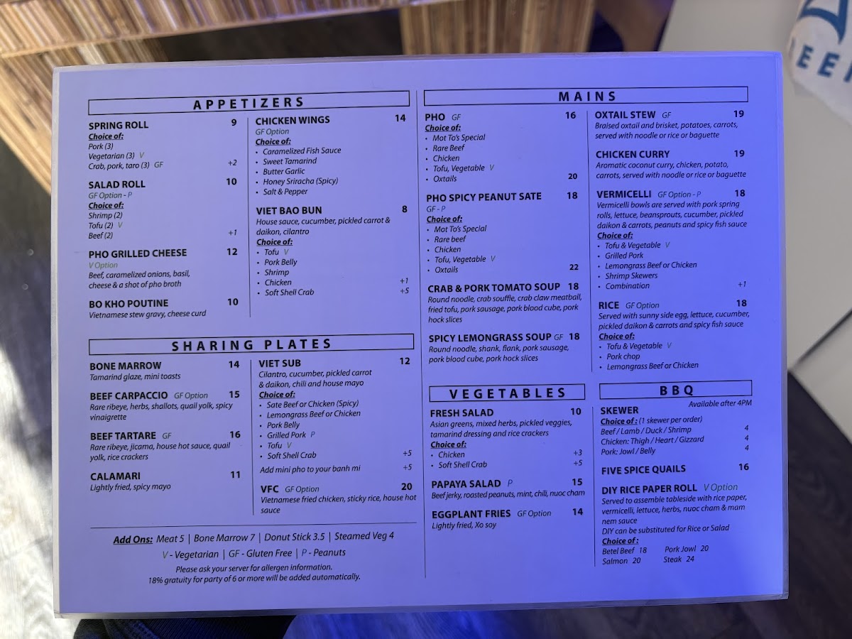 Menu Mot To Vietnamese Restaurant-6