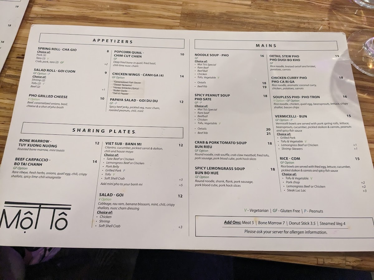 Menu Mot To Vietnamese Restaurant-7