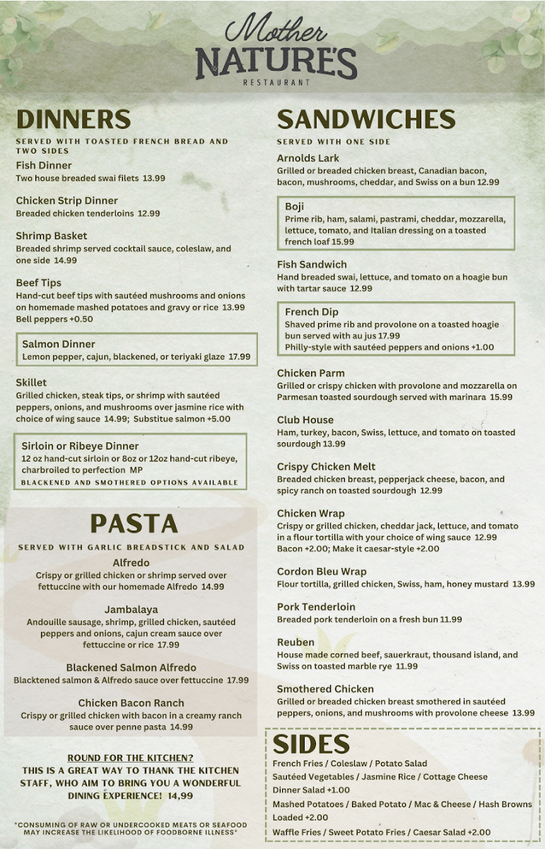 Menu Mother Nature's Restaurant-1