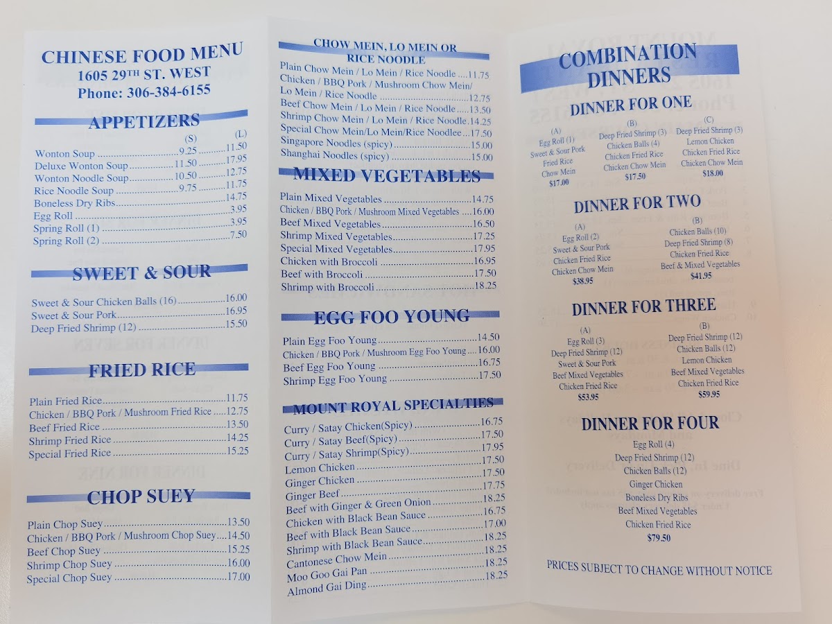 Menu Mount Royal Restaurant-1