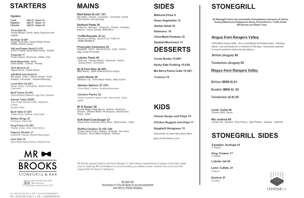 Menu Mr Brooks Stonegrill & Bar-1