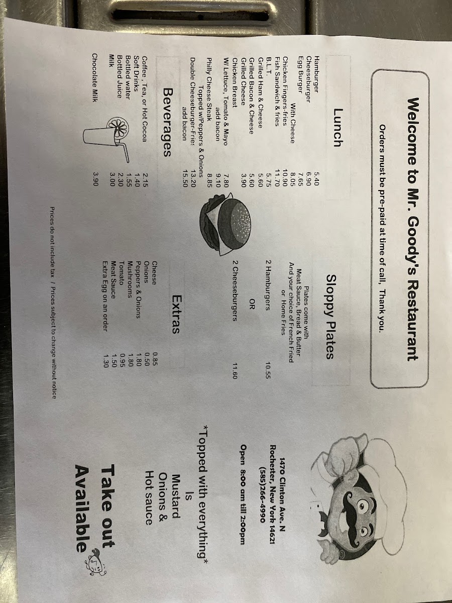 Menu Mr Goody's Restaurant-1