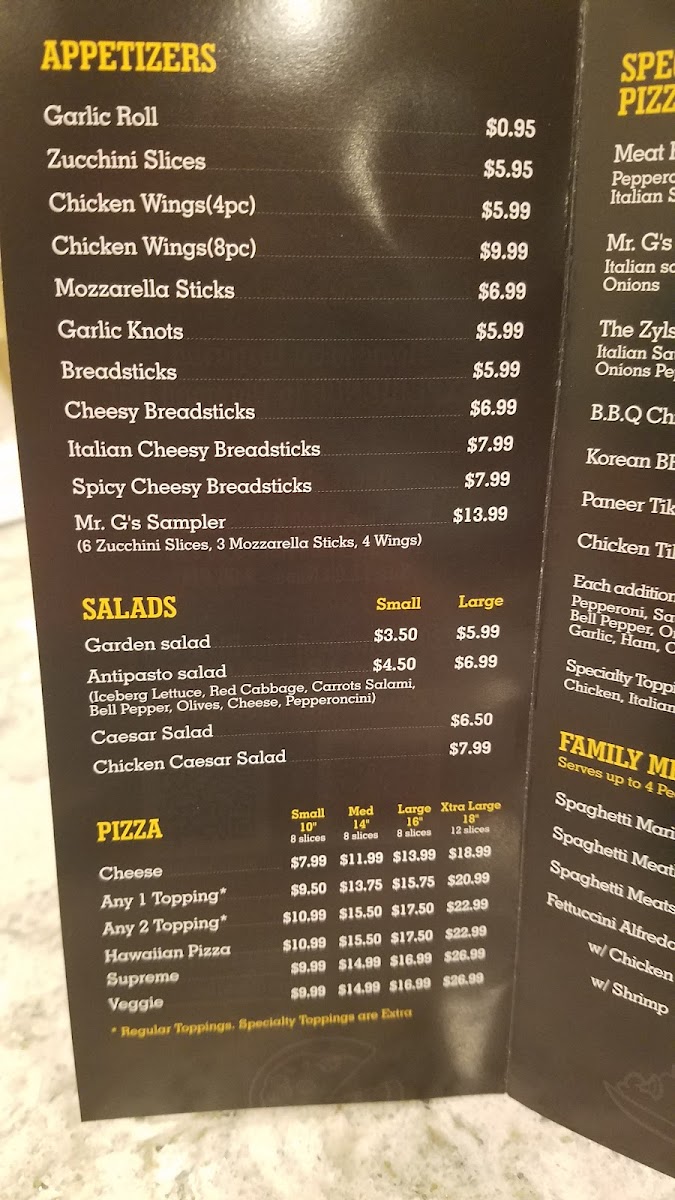 Menu Mr. G's Pizza - Diamond Bar-2