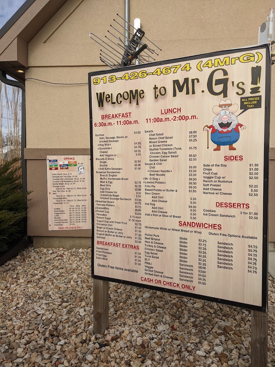 Menu Mr. G's Restaurant-1
