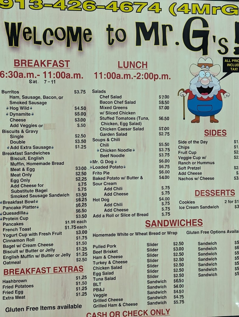 Menu Mr. G's Restaurant-2