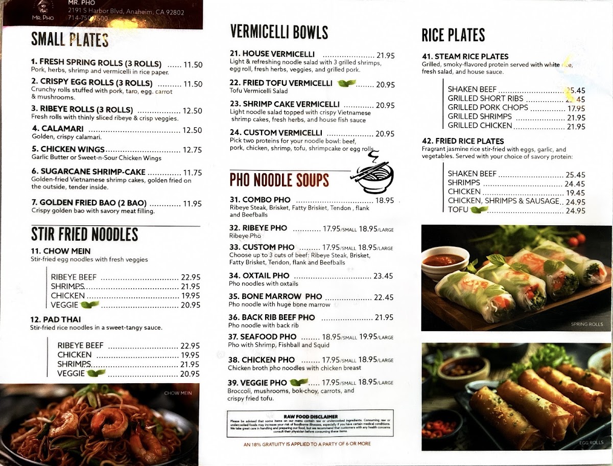 Menu Mr. Pho - California Kitchen & Bar-3