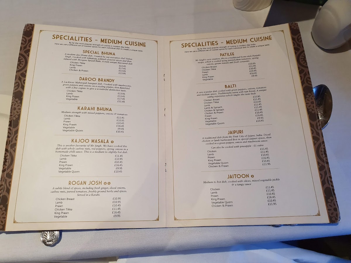 Menu Mr Singhs India Gate-5