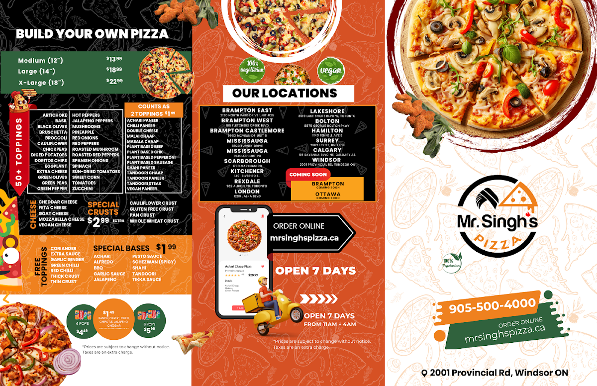 Menu Mr. Singh's Pizza Kitchener-2