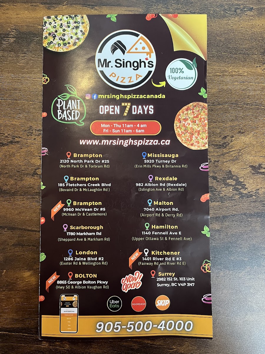 Menu Mr. Singh's Pizza Kitchener-4