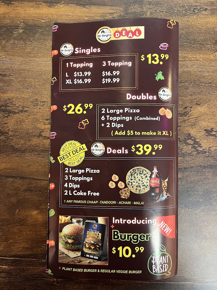 Menu Mr. Singh's Pizza Kitchener-7