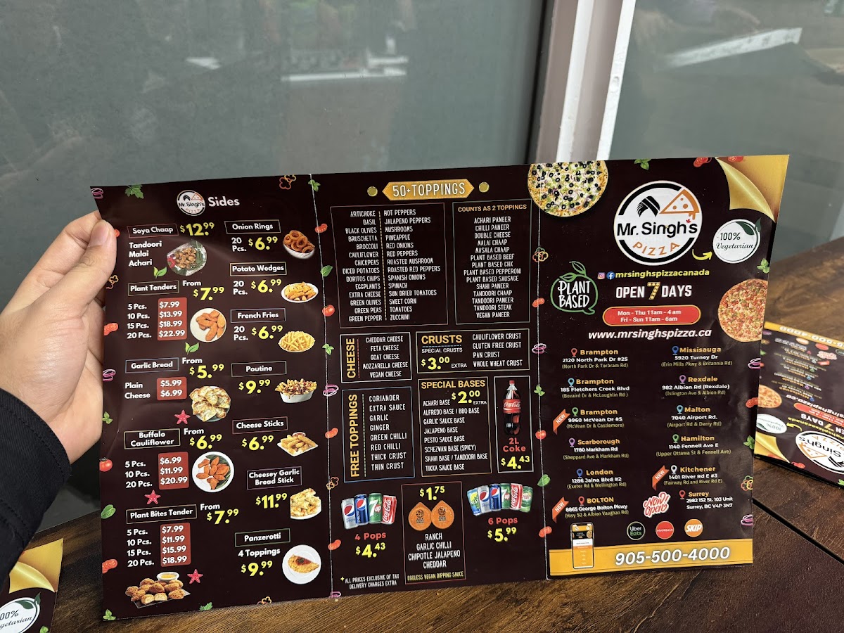 Menu Mr. Singh's Pizza Kitchener-8