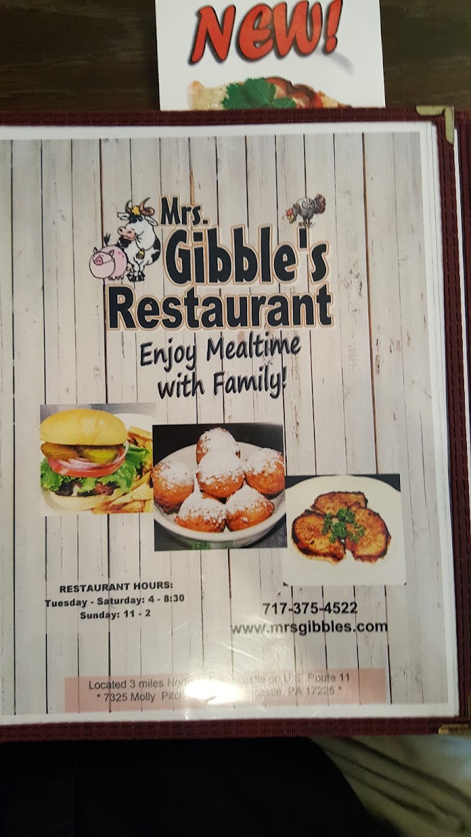 Menu Mrs. Gibble's Candies And Restaurant-6
