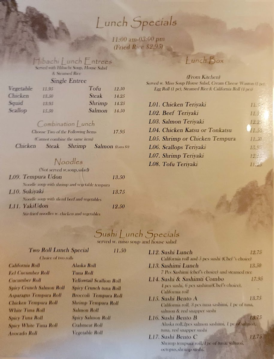 Menu Mt Fuji Hibachi & Sushi-10